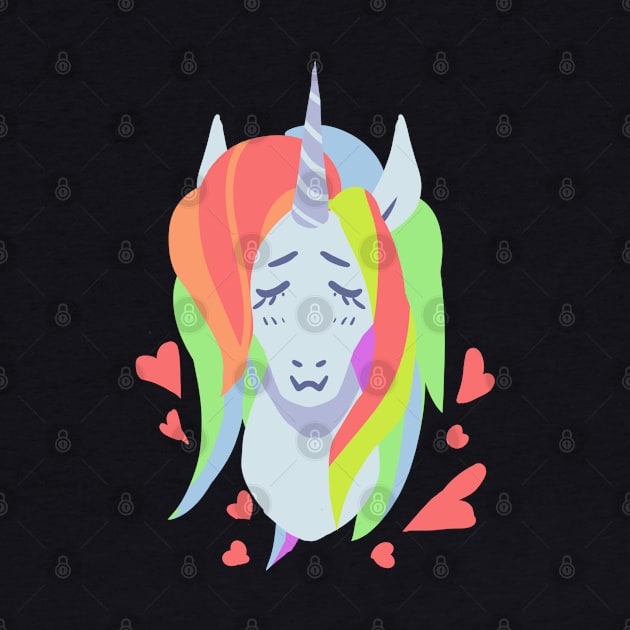 Lovely Rainbow hair cut unicorn hear valentine by WiliamGlowing